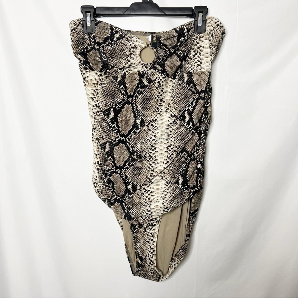 Bond Eye Australia Snakeskin Print One-Piece Strapless Swimsuit